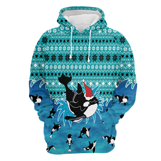 Orca Christmas All Over Print Unisex Hoodie