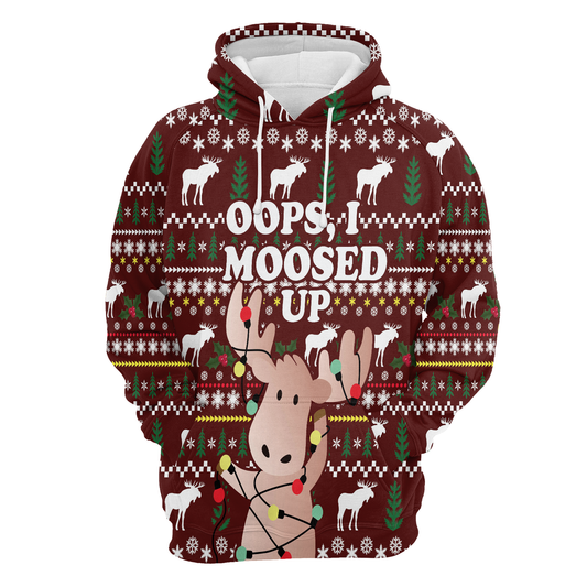 Oops, I Moosed Up All Over Print Unisex Hoodie
