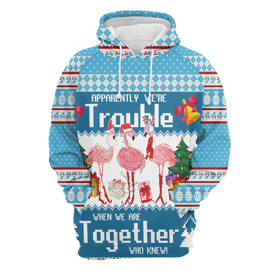 Flamingo Trouble Together All Over Print Unisex Hoodie