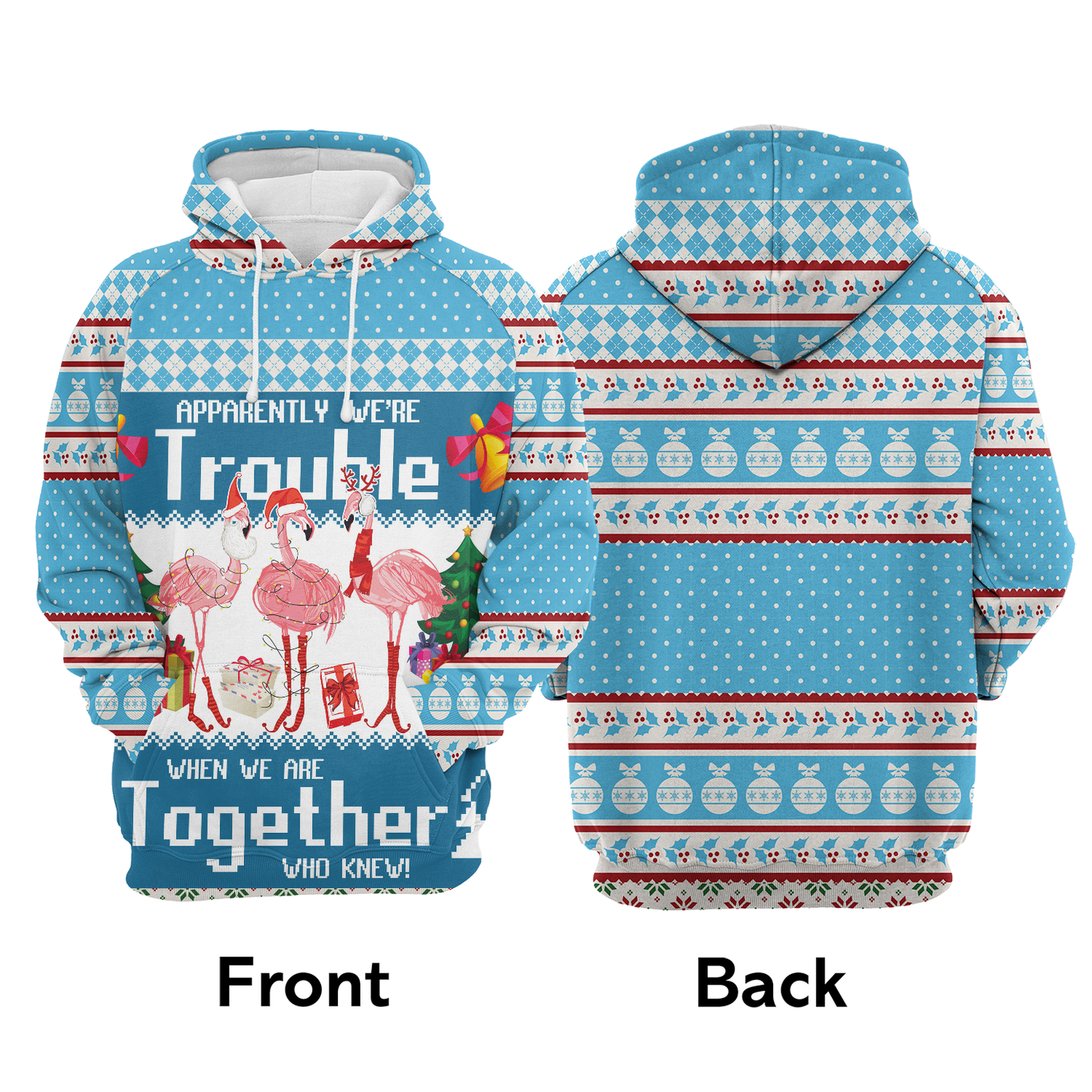 Flamingo Trouble Together All Over Print Unisex Hoodie