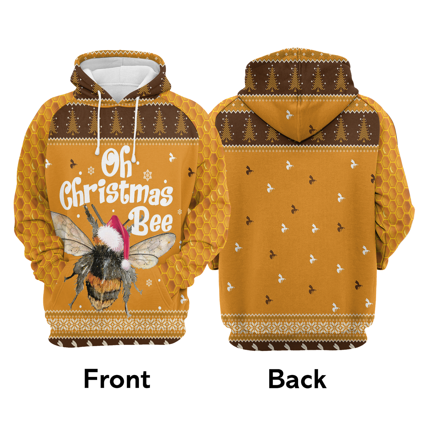Oh Christmas Bee All Over Print Unisex Hoodie