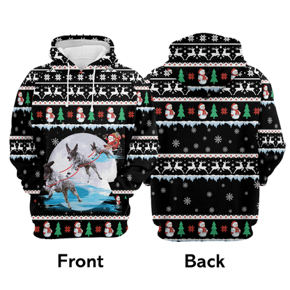German Shorthaired Santa Claus Sled All Over Print Unisex Hoodie