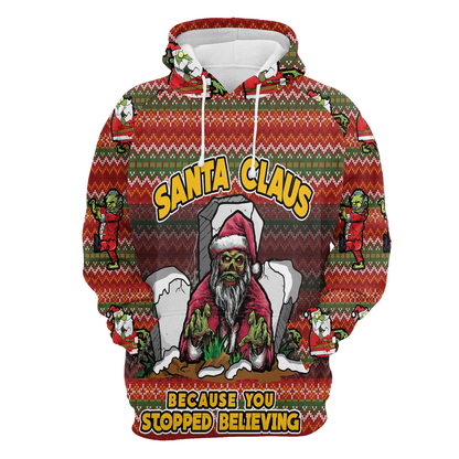 Santa Claus Zombie Because You Stopped Believing All Over Print Unisex Hoodie