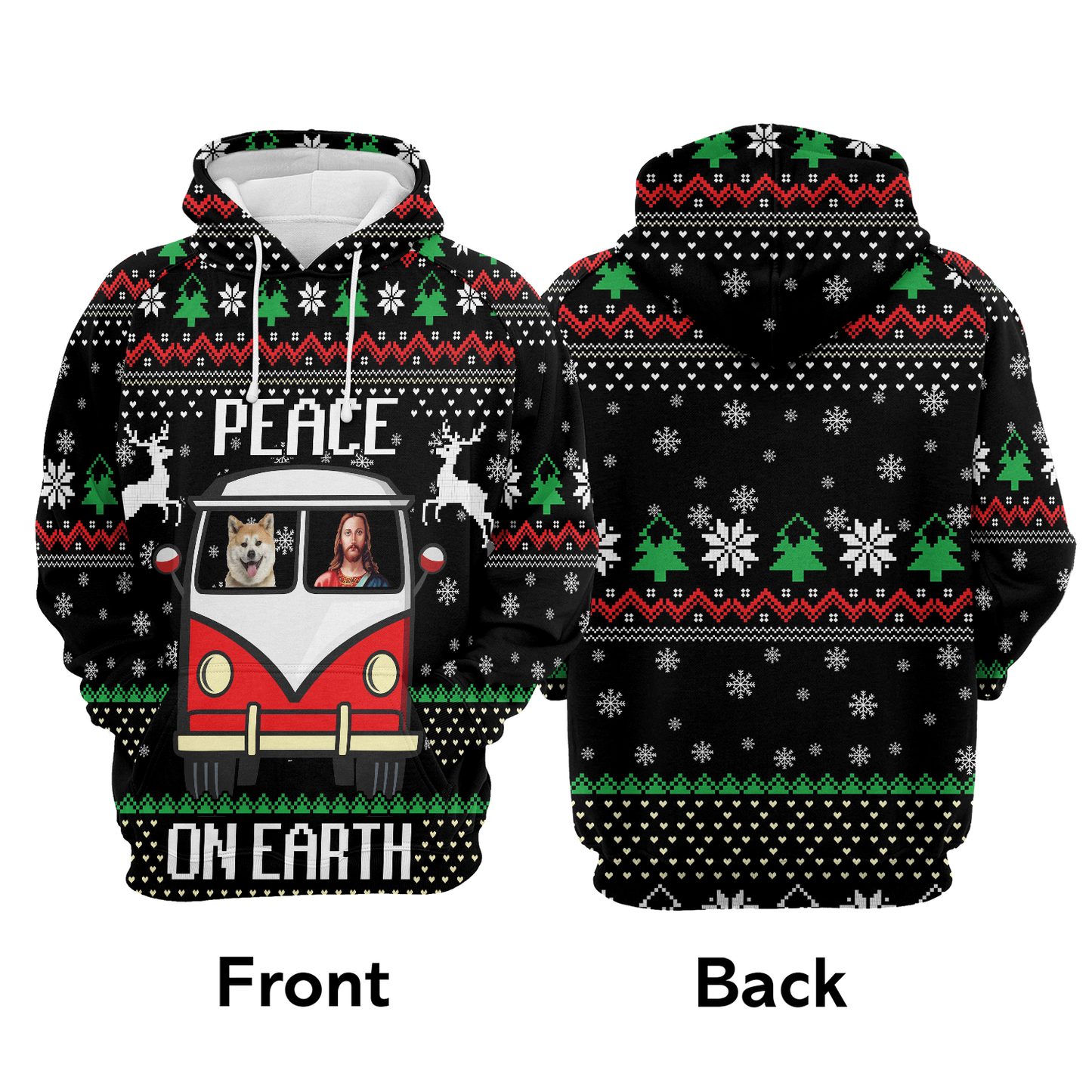 Shiba Inu Peace On Earth All Over Print Unisex Hoodie