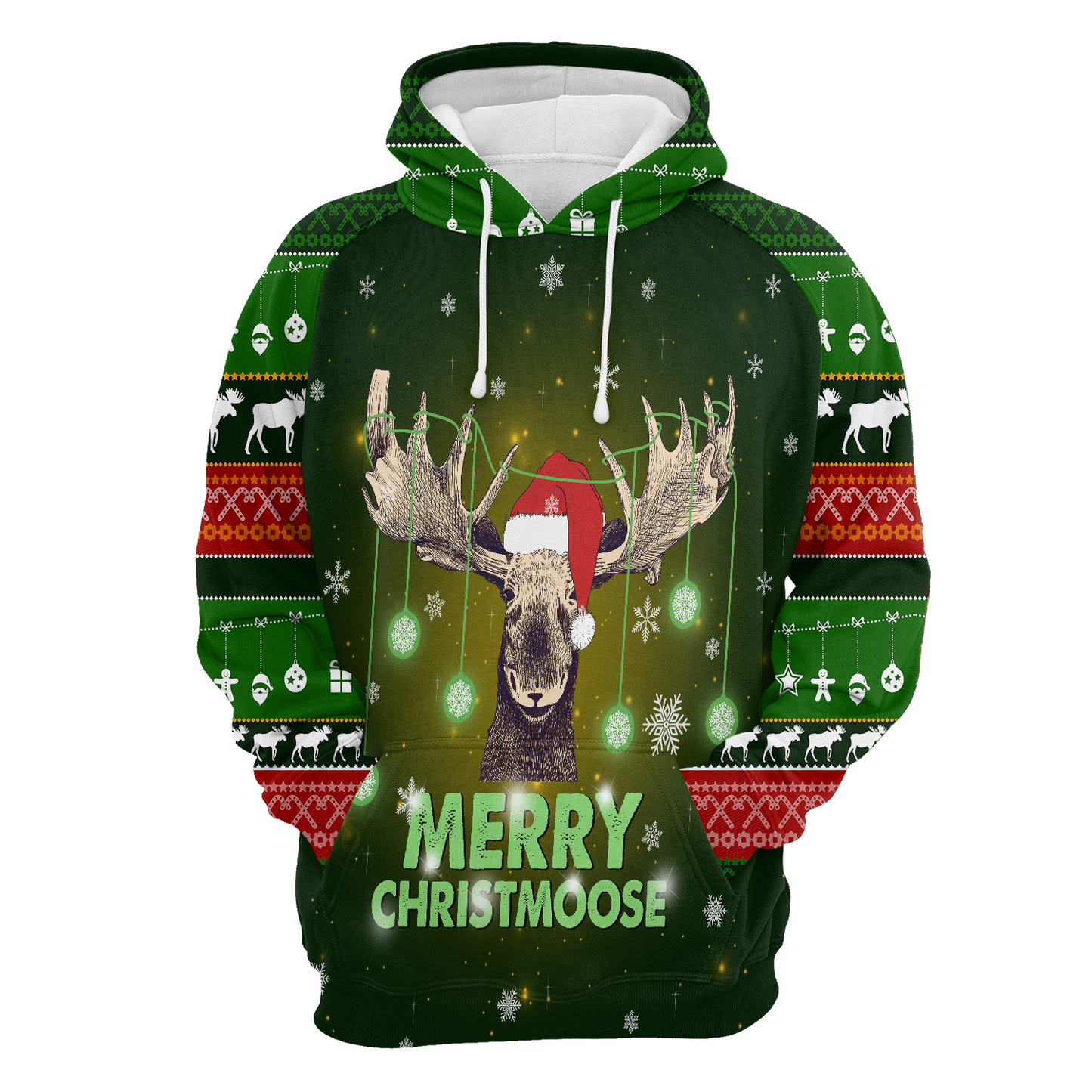 Merry ChristMoose All Over Print Unisex Hoodie