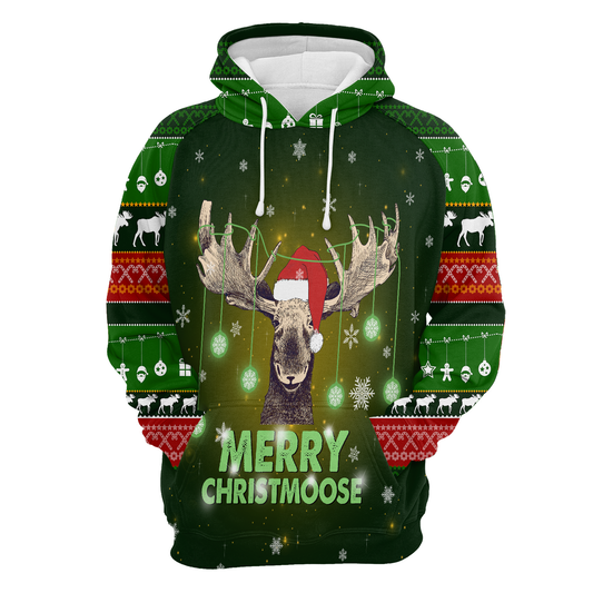 Merry ChristMoose All Over Print Unisex Hoodie
