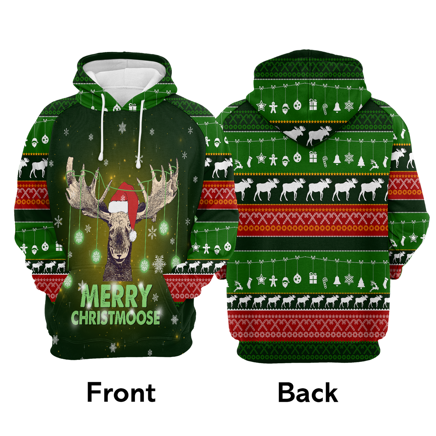 Merry ChristMoose All Over Print Unisex Hoodie
