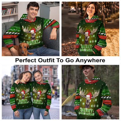 Merry ChristMoose All Over Print Unisex Hoodie