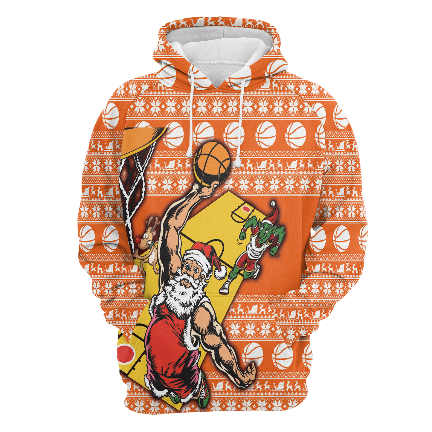 Santa Claus Playing Basketball All Over Print Unisex Hoodie