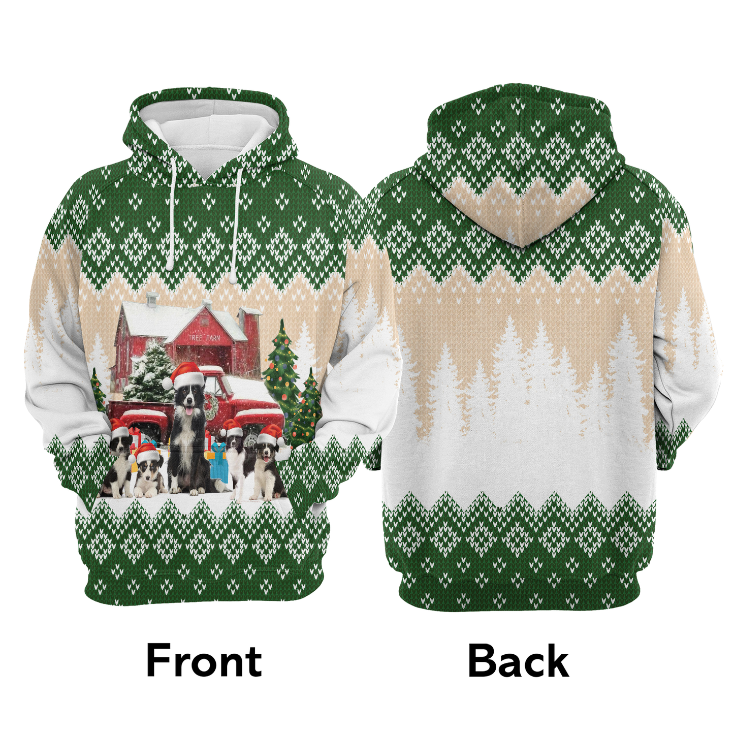 Border Collie Family All Over Print Unisex Hoodie