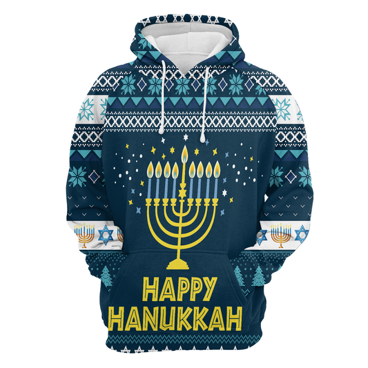 Happy Hanukkah All Over Print Unisex Hoodie