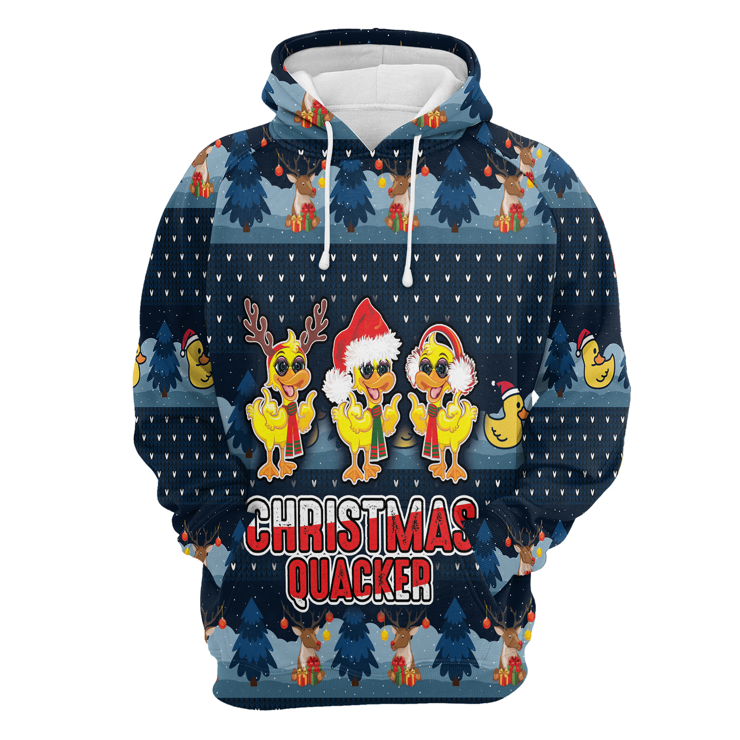 Duck Christmas Quacker All Over Print Unisex Hoodie