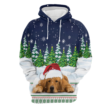 Dreaming Golden Retriever Under Snow All Over Print Unisex Hoodie