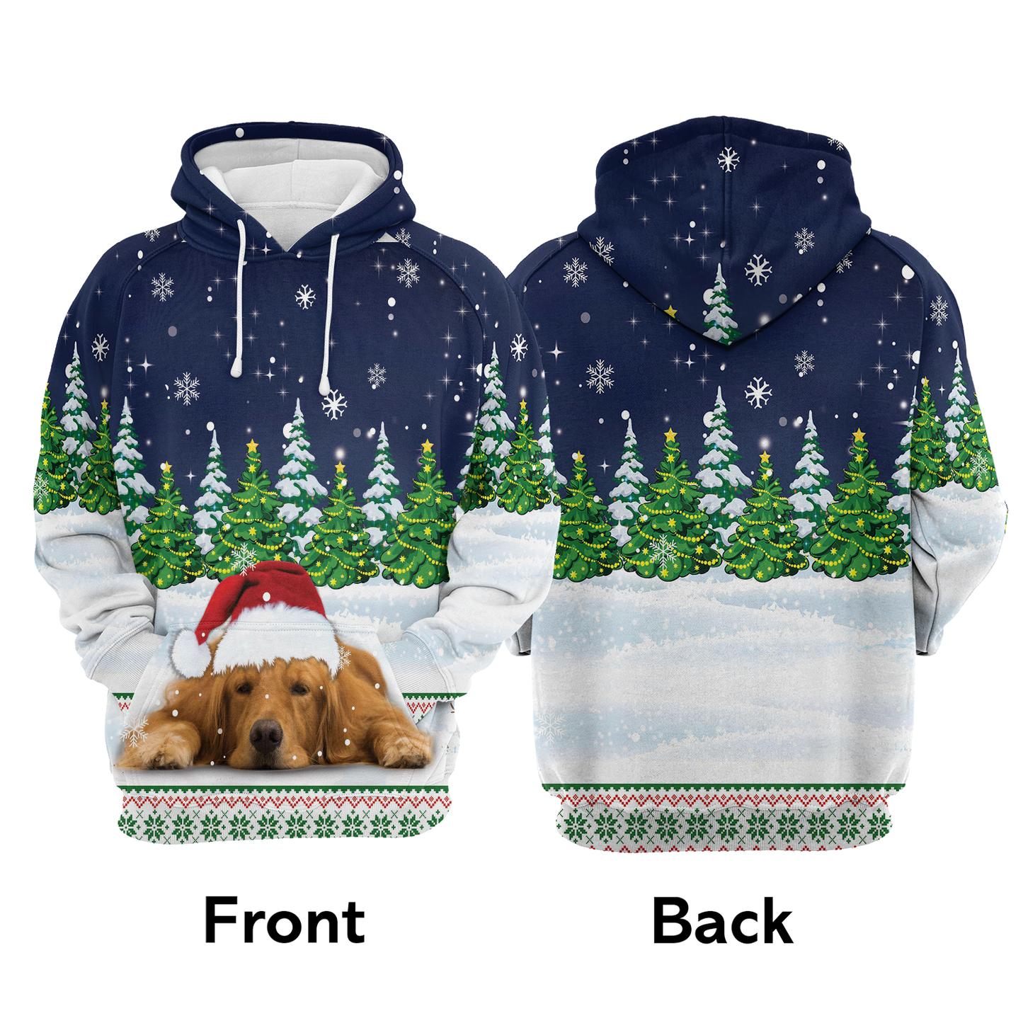 Dreaming Golden Retriever Under Snow All Over Print Unisex Hoodie