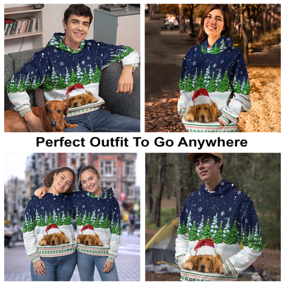 Dreaming Golden Retriever Under Snow All Over Print Unisex Hoodie