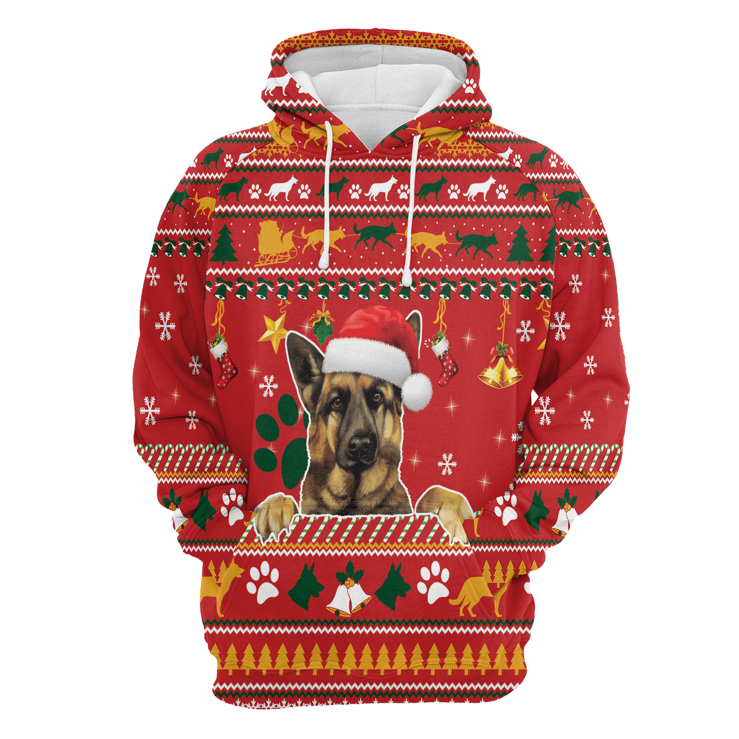 German Shepherd Waiting For Christmas All Over Print Unisex Hoodie