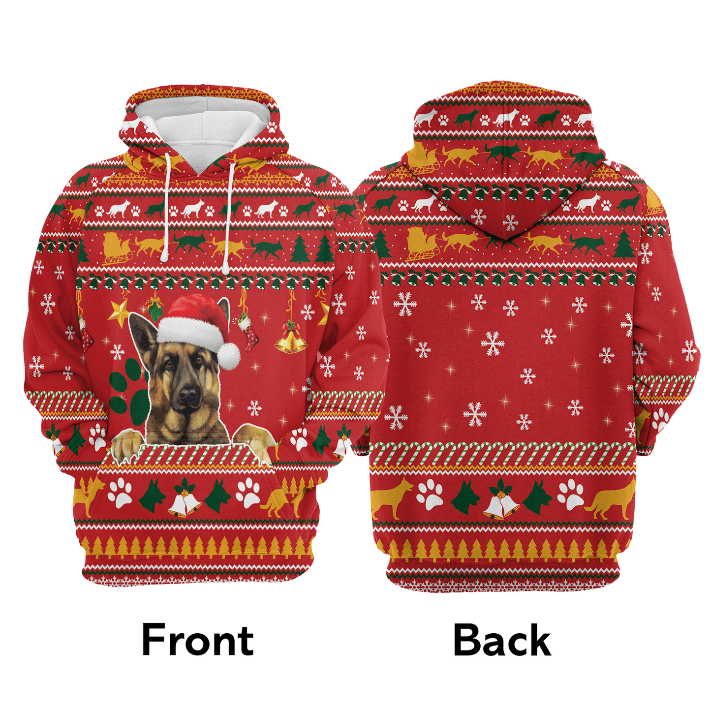 German Shepherd Waiting For Christmas All Over Print Unisex Hoodie