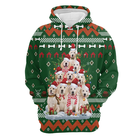 Golden Retriever Pine Tree All Over Print Unisex Hoodie