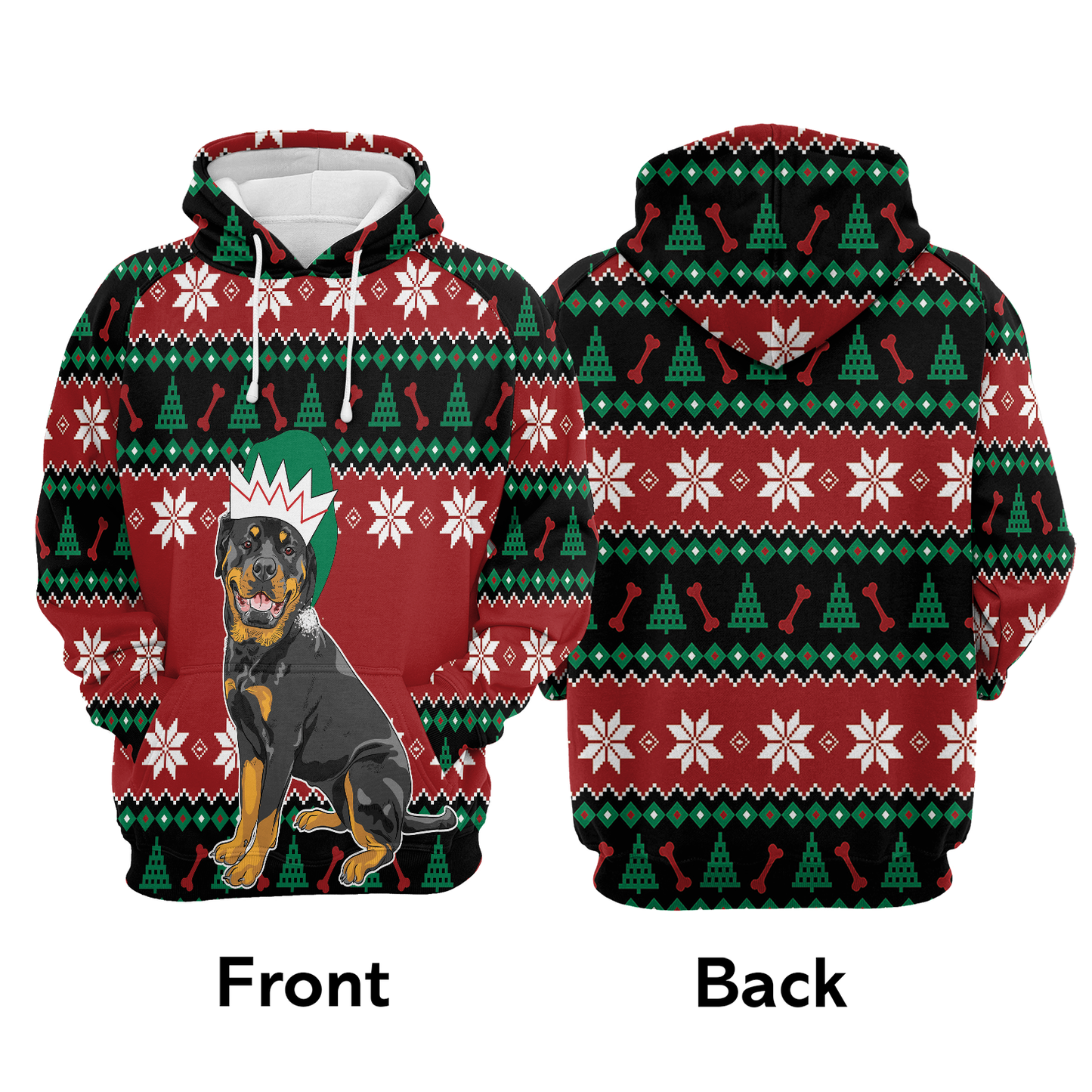 Cute Rottweiler All Over Print Unisex Hoodie