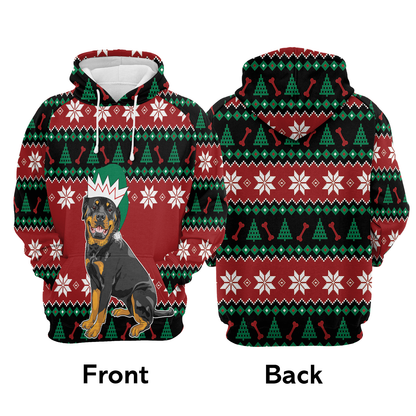 Cute Rottweiler All Over Print Unisex Hoodie