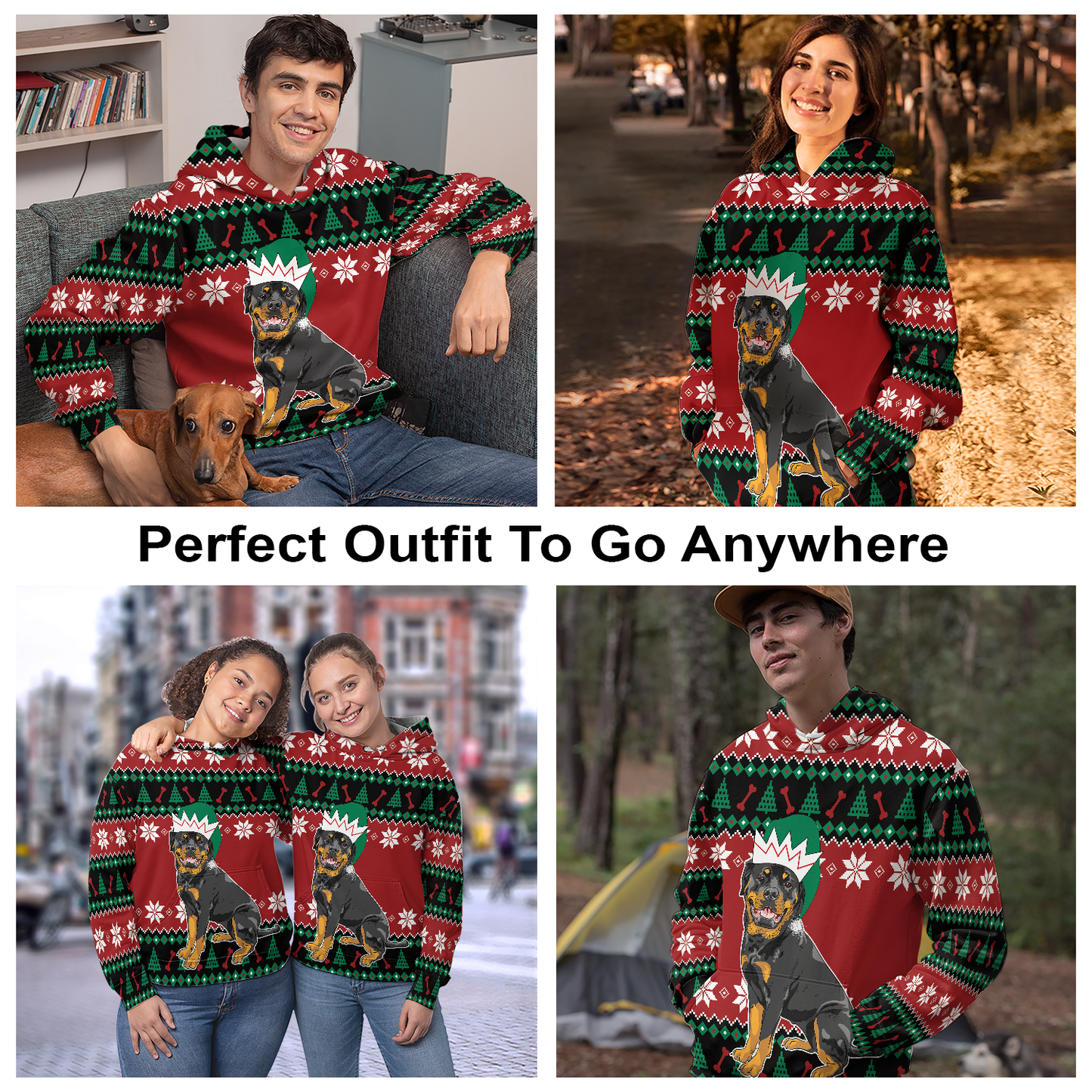 Cute Rottweiler All Over Print Unisex Hoodie