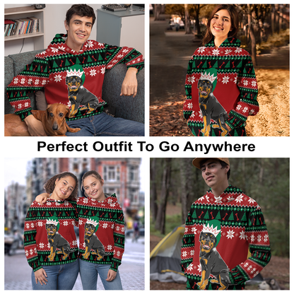 Cute Rottweiler All Over Print Unisex Hoodie