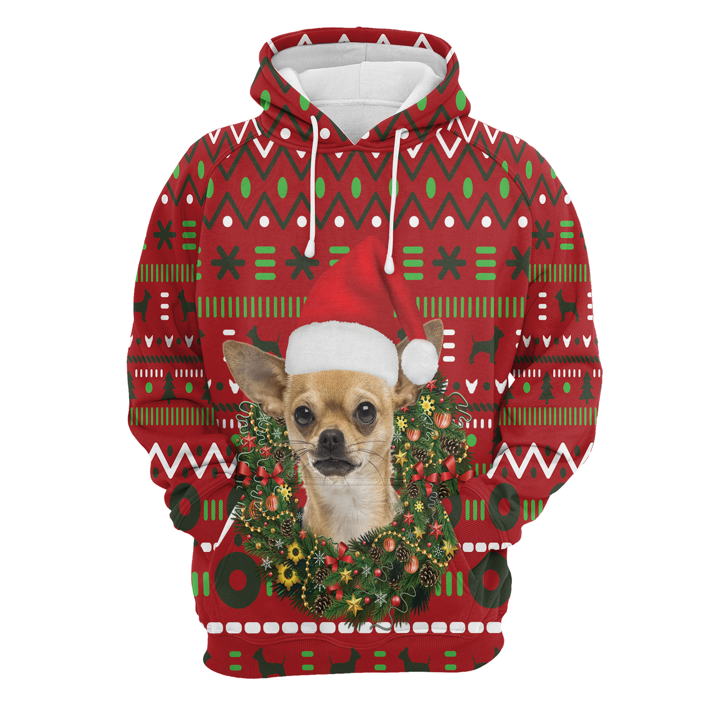 Chihuahua Merry Christmas All Over Print Unisex Hoodie