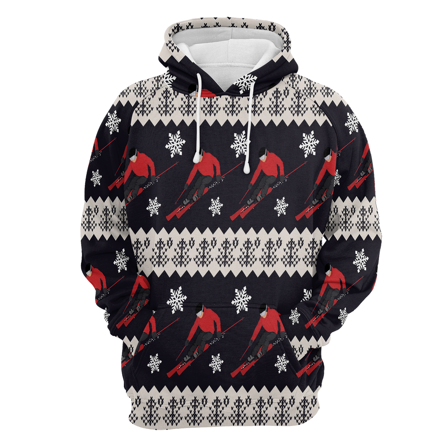 Winter Skiing All Over Print Unisex Hoodie