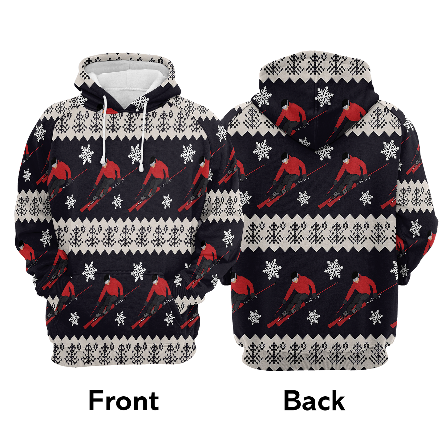 Winter Skiing All Over Print Unisex Hoodie