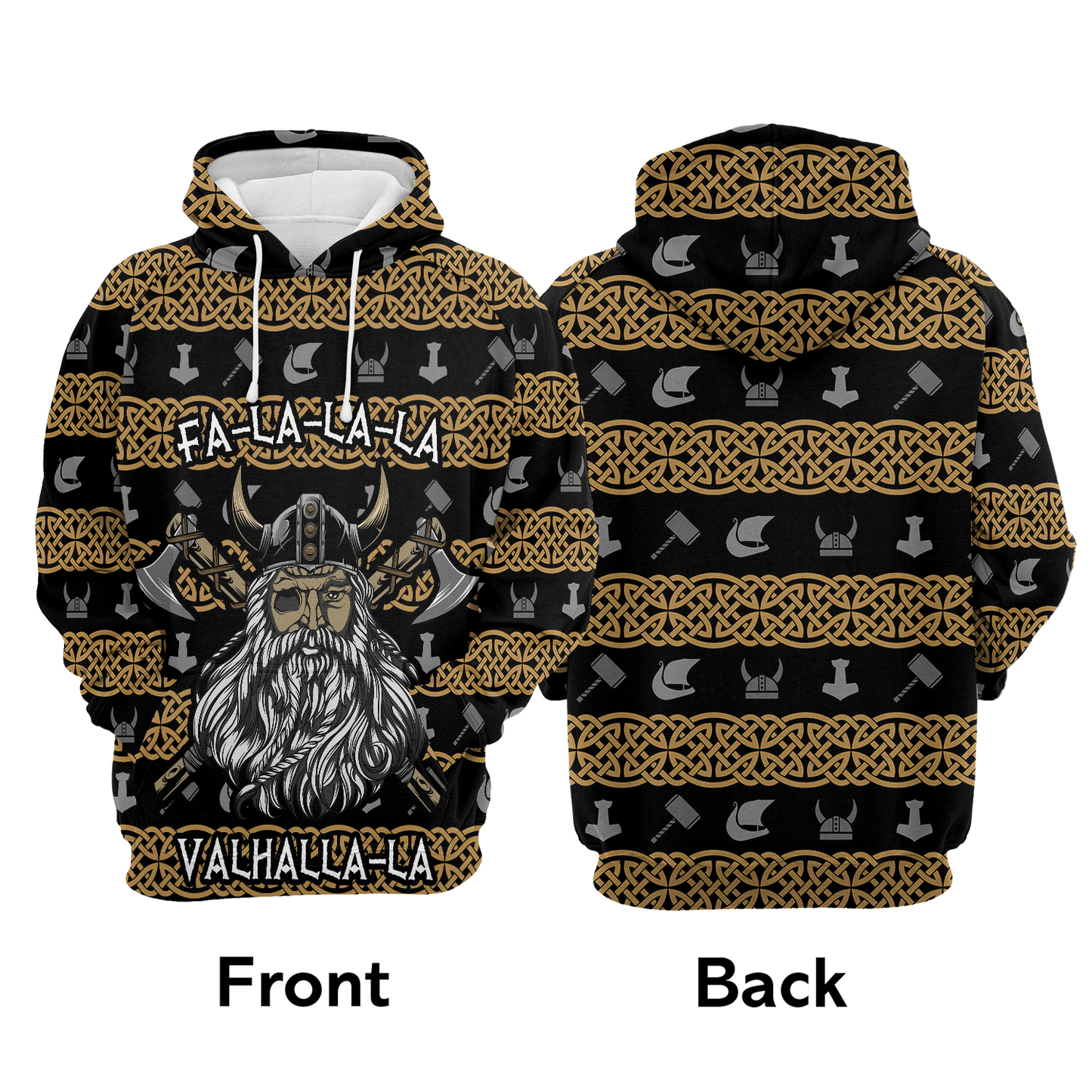 Valhalla Fa La La La All Over Print Unisex Hoodie