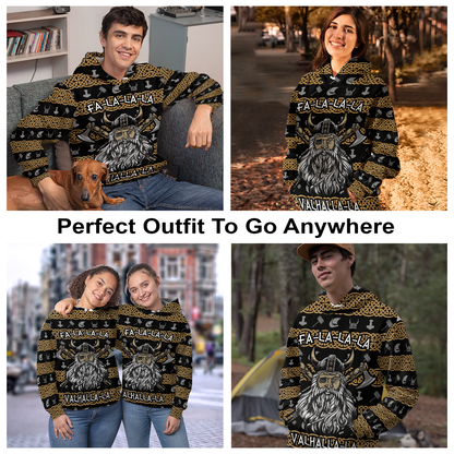 Valhalla Fa La La La All Over Print Unisex Hoodie