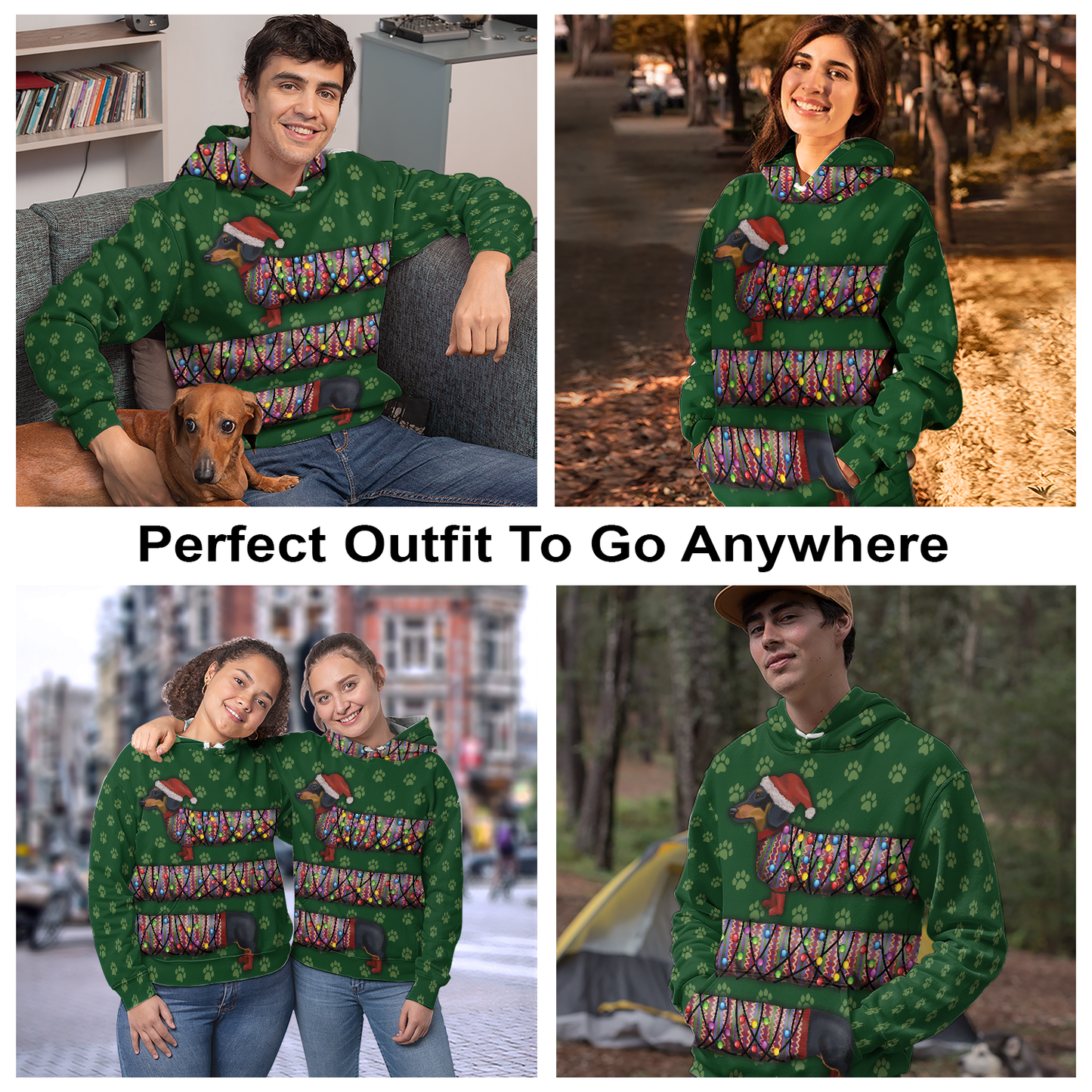 Dachshund Lights All Over Print Unisex Hoodie