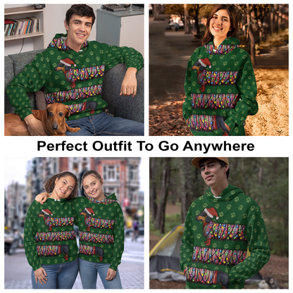 Dachshund Lights All Over Print Unisex Hoodie