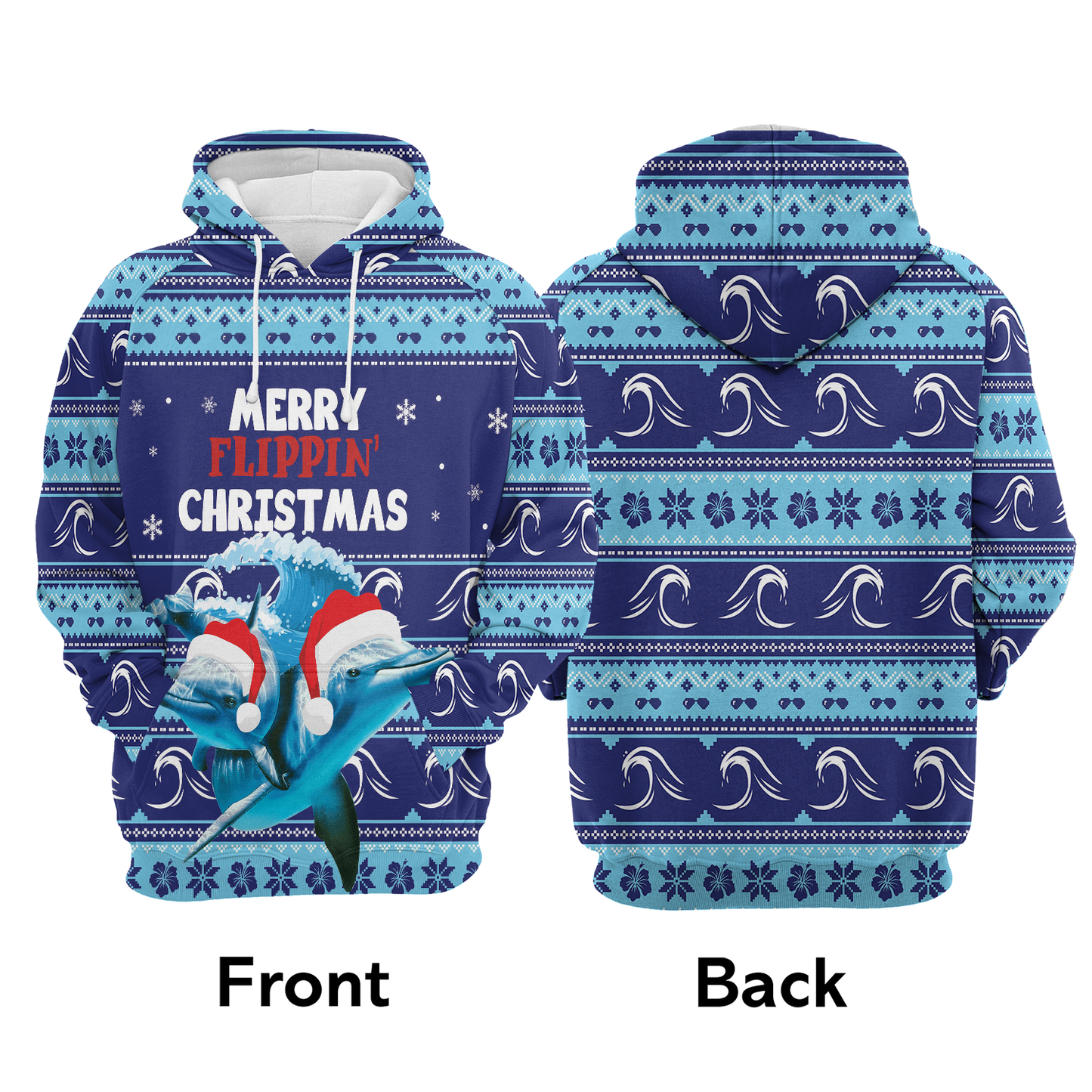 Dolphin Merry Flippin Christmas All Over Print Unisex Hoodie