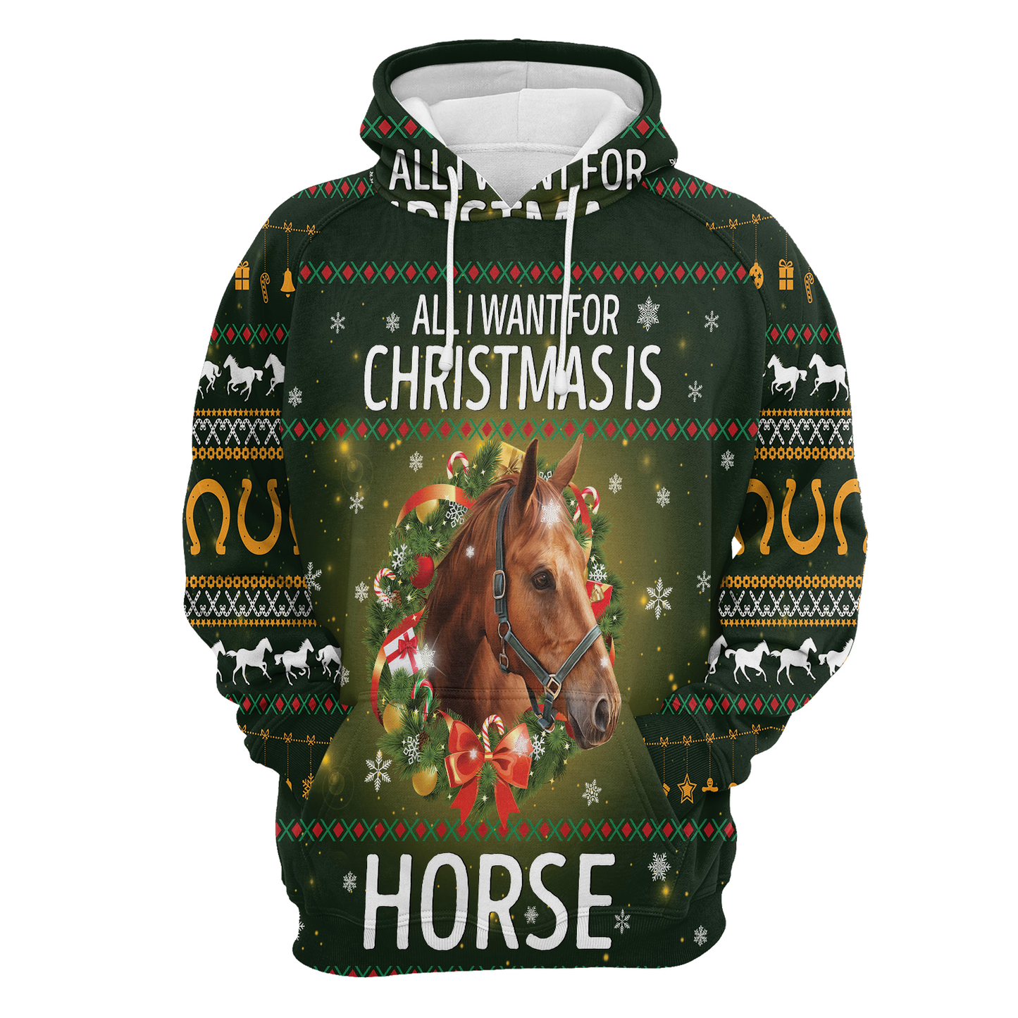 Horse All I Want For Christmas All Over Print Unisex Hoodie