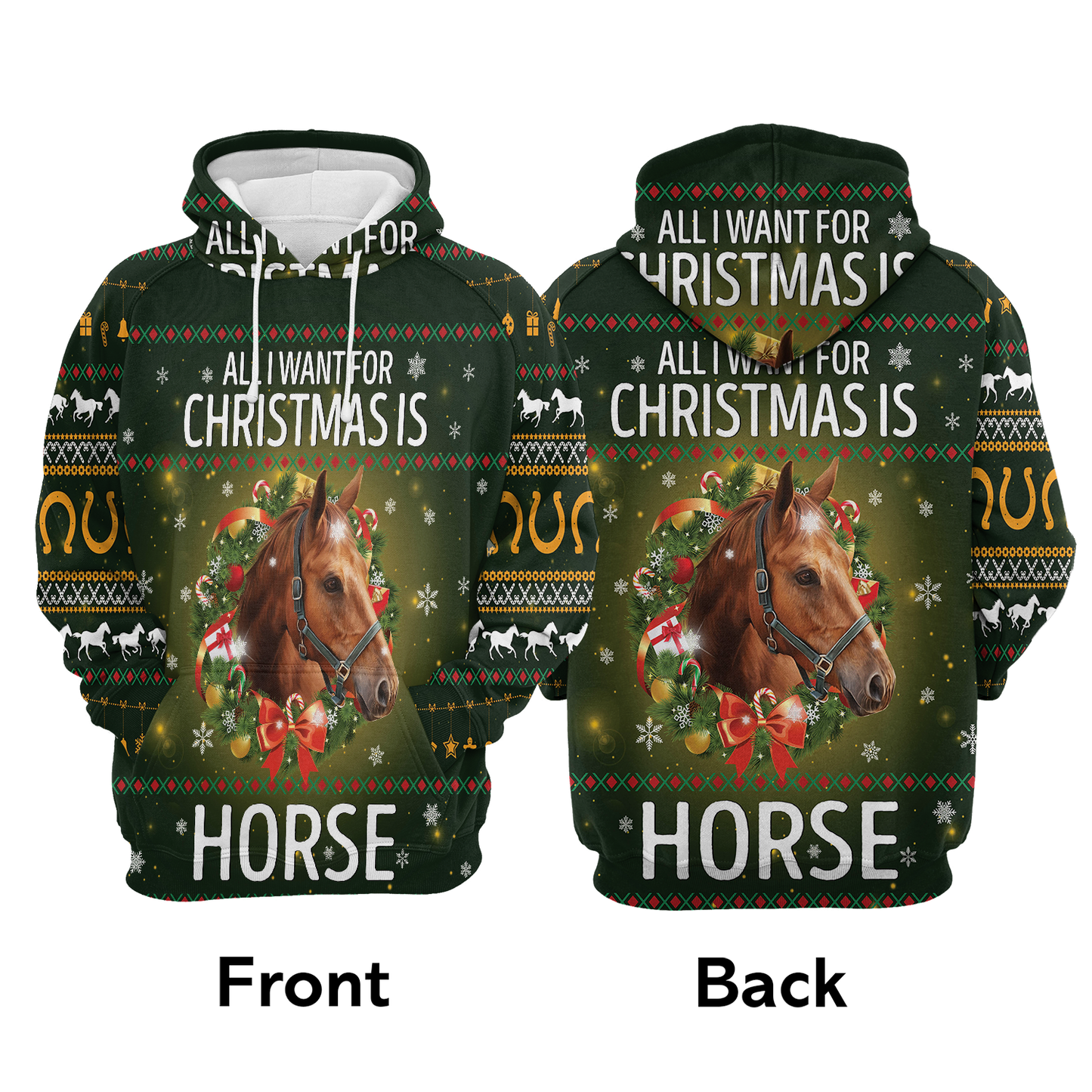 Horse All I Want For Christmas All Over Print Unisex Hoodie
