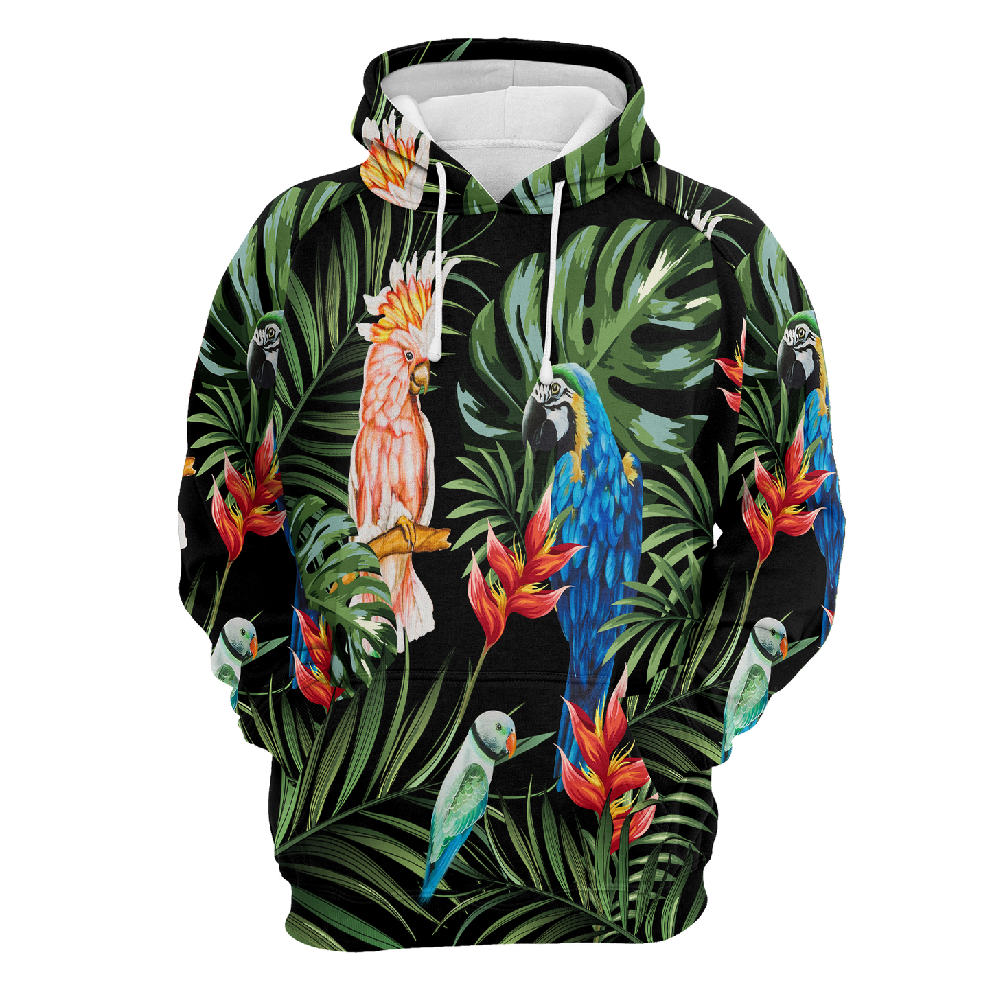 Tropical Parrots All Over Print Unisex Hoodie