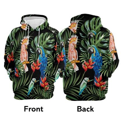 Tropical Parrots All Over Print Unisex Hoodie