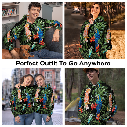 Tropical Parrots All Over Print Unisex Hoodie