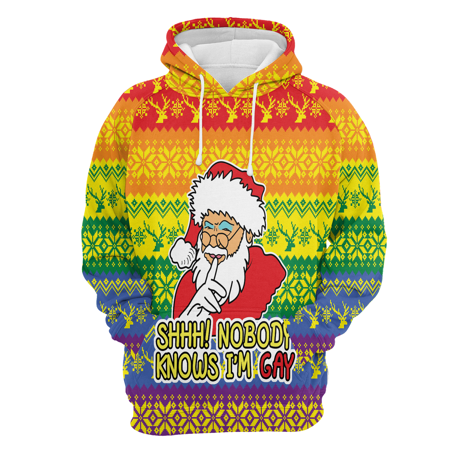 Shhh! Nobody Knows I'm Gay All Over Print Unisex Hoodie