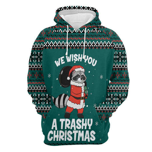 Raccoon Trashy Christmas All Over Print Unisex Hoodie