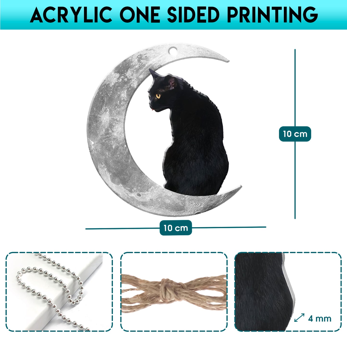 Black Cat Moon Acrylic Ornament