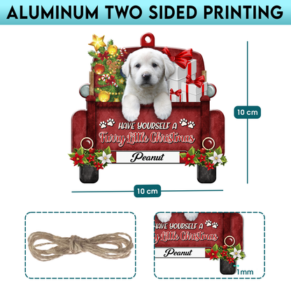 Personalized Great Pyrenees Red Truck Christmas Aluminum Ornament