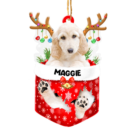 Personalized Afghan Hound In Snow Pocket Christmas Acrylic Ornament