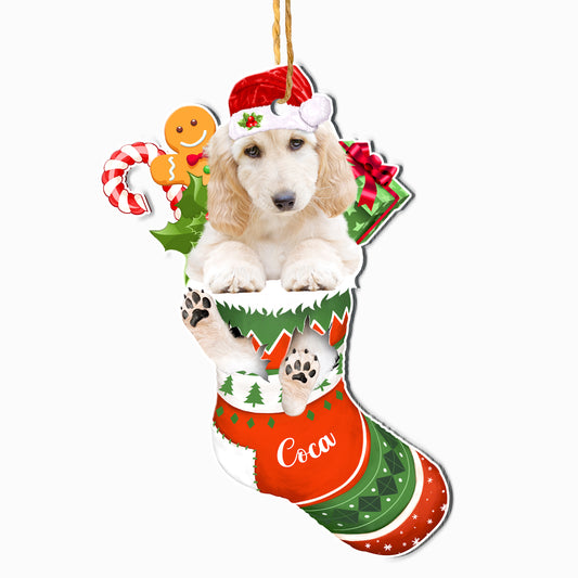 Personalized Afghan Hound In Christmas Stocking Aluminum Ornament