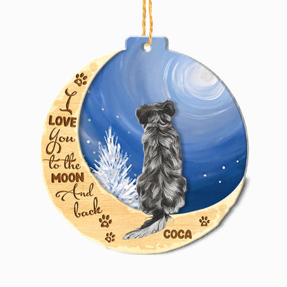 Personalized Australian Shepherd On Moon Aluminum Ornament