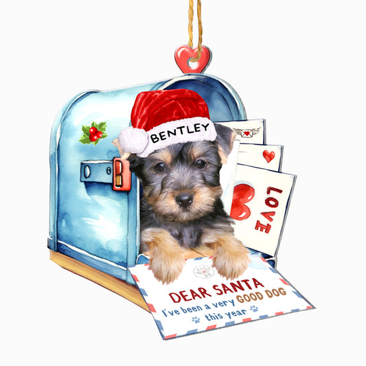 Personalized Australian Silky Terrier In Mailbox Christmas Aluminum Ornament