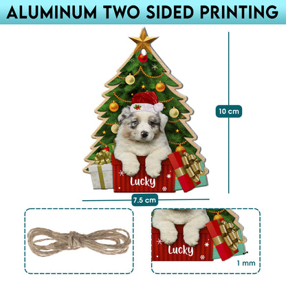 Personalized Australian Shepherd Christmas Tree Aluminum Ornament