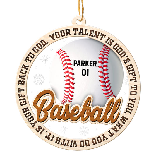 Personalized Baseball 2-Layer Wood & Acrylic Christmas Ornament