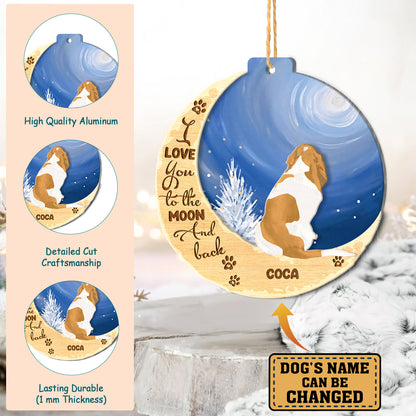 Personalized Basset Hound On Moon Aluminum Ornament
